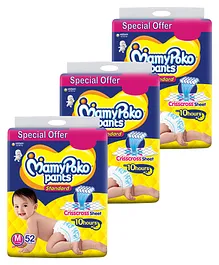 MamyPoko Pants Standard Pant Style Diapers  (Medium) 52 - (Pack of 3)