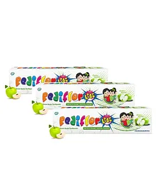 PediflorKidz Anticavity Fluoride Vegan Friendly Green Apple Flavor Toothpaste 70 g (Pack of 3)