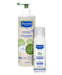 Mustela Organic Cleansing Gel- 400 ml & Foam Gentle Shampoo - 150 ml