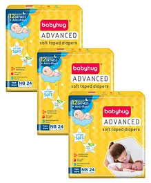 Babyhug Advanced Tape Style Diapers New Born Size - 24 Pieces - (Pack of 3)