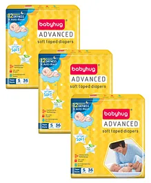 Babyhug Advanced Tape Style Diapers Small Size - 36 Pieces - (Pack of 3)
