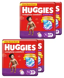 Huggies Wonder Pants Extra Large (XL) Size Baby Diaper Pants India's Fastest Absorbing Diaper -  68 Pieces - (Pack of 2)