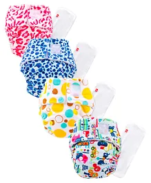 Babyhug Reusable Cloth Diaper With SmartDry Abstract Print - Multicolor (Pack of 4)