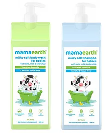 Mama Earth Baby Milky Soft Body Wash & Baby Shampoo - 400 ml each
