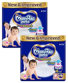 MamyPoko Extra Absorb Pants Style Diapers Medium - 42 Pieces - (Pack of 2)