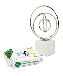 Mother Sparsh Baby Plant Powered Natural Baby Wipes With Cucumber Extract - 60 Pieces and De Maison Seamless Circle Ensemble in Silver