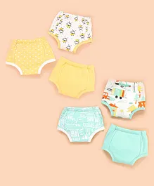 Bonfino Premium 100% Organic Cotton Padded Training Pants Honey Bee Print - Yellow (Size 3) & Bonfino Premium 100% Organic Cotton Padded Training Pants Transport Print - Blue (Size 3)