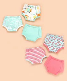 Bonfino Premium 100% Organic Cotton Padded Training Pants Transport Print - Blue (Size 3) & Bonfino Premium 100% Organic Cotton Padded Training Pants Macaroon Print - Pink (Size 3)