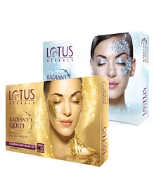 Lotus Herbal Radiant Platinum Cellular Anti-Ageing Facial Kit White - 37 g & Radiant Gold Cellular Glow Facial Kit - 37 g