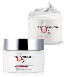 O3+ D Tan Professional Pack- 300 g & Vitamin-A Night Repair Anti-Ageing Cream - 50g