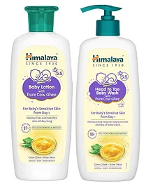 Himalaya Babycare Baby Lotion With Pure Cow Ghee - 100 ml & Himalaya Head to Toe Baby Wash with Pure Cow Ghee - 400 ml