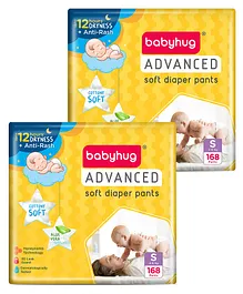 Babyhug Advanced Pant Style Diaper Monthly Box Pack Small (S) Size - 168 Pieces Pack of 2)
