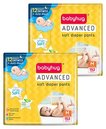 Babyhug Advanced Pant Style Diapers Medium (M) Size Monthly Box Pack - 152 Pieces (Pack of 2)