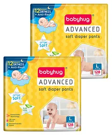 Babyhug Advanced Pant Style Diapers Large (L) Size Monthly Box Pack - 128 Pieces (Pack of 2)