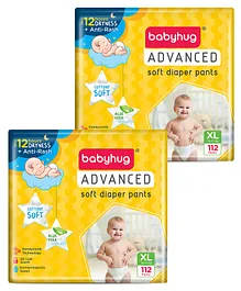 Babyhug Advanced Pant Style Diapers Extra Large (XL) Size Monthly Box Pack - 112 Pieces (Pack of 2)