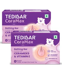Tedibar Ceramax Bathing Bar - 75 g Enriched with Ceramides & Vitamin E|100% Soap Free| Skin friendly pH – By Torrent Pharma (Pack of 2)