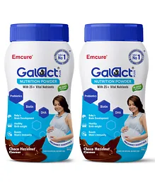 Galact Plus Nutrition Powder Pregnancy Essential Supplement with Choco Hazelnut Flavour (Pack of 2) - 400 gm Each