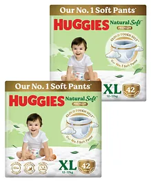 Huggies Natural Soft Premium Baby Diaper Pants, Extra Large Size (12-17 Kgs) 42 Pieces (Pack of 2)