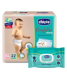 Chicco Comfypro Diaper Pants Extra Large - 22 Pieces & Wet Wipes with Fliptop - 72 Wipes