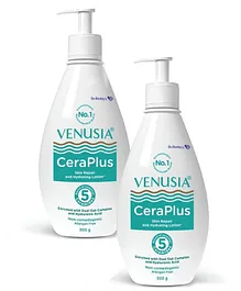 Venusia Ceraplus Lotion for Dry Skin - 5 Essential Ceramides for Deep moisturization & barrier repair I With Oat oil & oat extract,Hyaluronic Acid I Fragrance free body lotion 300 g (Pack of 2)
