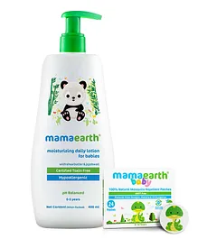 mamaearth Moisturising Daily Lotion White - 400 ml & Natural Repellent Mosquito Patches - 24 Pieces