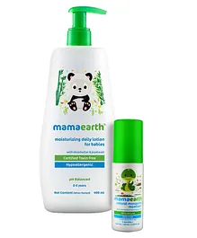 mamaearth Moisturising Daily Lotion White - 400 ml & Natural Mosquito Repellent Spray With Lemongrass Oil - 100 ml