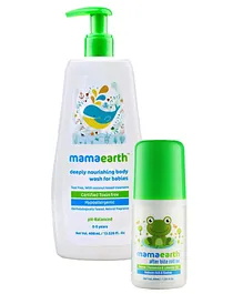 mamaearth Deeply Nourishing Body Wash For Babies - 400 ml & After Bite Roll On For Rashes And Mosquito Bites - 40 ml