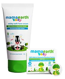 mamaearth Milky Soft Baby Face Cream With Muru Muru Butter - 60 ml & Natural Repellent Mosquito Patches - 24 Pieces