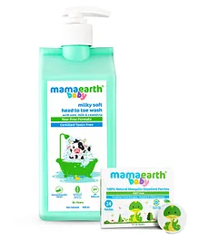 Mamaearth Baby Head to Toe Wash With Oats Milk Calendula for Babies 2 in 1 Tear Free Body Wash & Shampoo- 400 ml & Natural Repellent Mosquito Patches - 24 Pieces