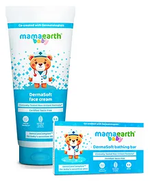 Mamaearth Baby DermaSoft Face Cream - 80 g & Baby Dermasoft Bathing Bar - 75 g