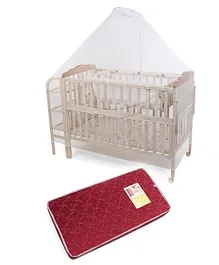 Babyhug Lily Cot And Mattress Set Size-120X60X10 cm