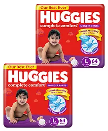 Huggies Wonder Pants Large Size Pant Style Diapers - 64 Pieces (Pack of 2)