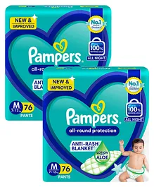 Pampers Pant Style Diapers Medium Size - 76 Pieces (Pack of 2)
