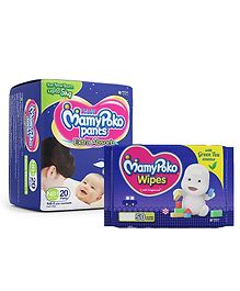 MamyPoko Pant Style Diapers Newborn - 20 Pieces & MamyPoko Wipes With Green Tea Essence - 50 Sheets MamyPoko Pant Style Diapers Newborn - 20 Pieces & MamyPoko Wipes With Green Tea Essence - 50 Sheets