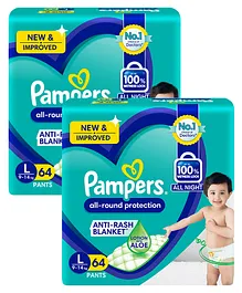 Pampers Pant Style Diapers Large - 64 Pieces ( Pack of 2 )