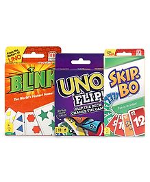 Mattel Uno Card Game With Customizable Wild Cards, Skip Bo & Blink Cards Game - Multi Color