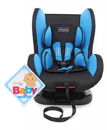 Babyhug Cruise Convertible Reclining Car Seat With Side Impact Protection AND Firstcry Baby On Board Sign With Suction Cup (Blue)
