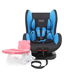 Babyhug Cruise Convertible Reclining Car Seat With Side Impact Protection - Blue & Black AND Babyhug Raise Me Up Baby Booster Seat With Adjustable Food Tray & 3 Point Safety Harness - Pink White