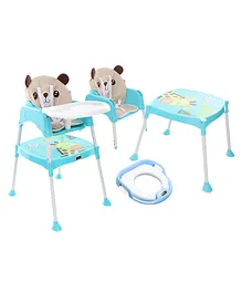 Babyhug Premium Potty Seat AND Babyhug 3 in 1 Play & Grow High Chair With 5 Point Safety Harness & Anti-Slip Base (Blue)