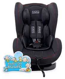 Firstcry Baby On Board Sign - Blue AND Babyhug Cruise Convertible Reclining Car Seat With Side Impact Protection - Black