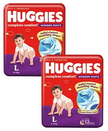 Huggies Wonder Pants Diaper Monthly Pack Large Size - 128 Pieces - (Pack of 2)