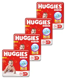 Huggies Newborn Small Size Complete Comfort Dry Baby Tape Diapers Combo Pack of 2 with 5 in 1 Comfort - 36 Pieces Each (Total 72 Pieces) - (Pack of 2)