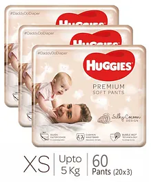 Huggies Premium Soft Pants Extra Small Size Diapers - 20 Pieces - (Pack of 3)