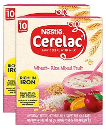 Nestle Cerelac Fortified Baby Cereal with Milk Wheat-Rice Mixed Fruit From 10 Months 300g Bib Pack(Pack of 2)