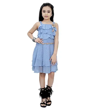 Tiny Girl Sleeveless Swiss Dot Midi Dress - T.Blue