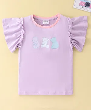 Kookie Kids Short Sleeves Top Bear Print - Purple