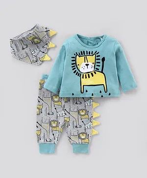 Lily and Jack Full Sleeves T-Shirt & Jogger With Bib - Blue Grey