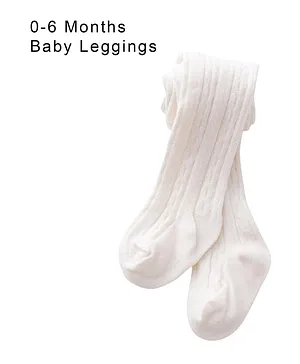 SYGA Cotton Solid Knit Tight Leggings - White