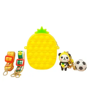 YAMAMA Pop It Bag Pineapple Shape Sling Bag With 2 Straps and Cute Keychain Accessory - Multicolour