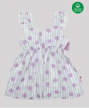 Nino Bambino Sleeveless Polka Dot Printed Organic Cotton Dress - White